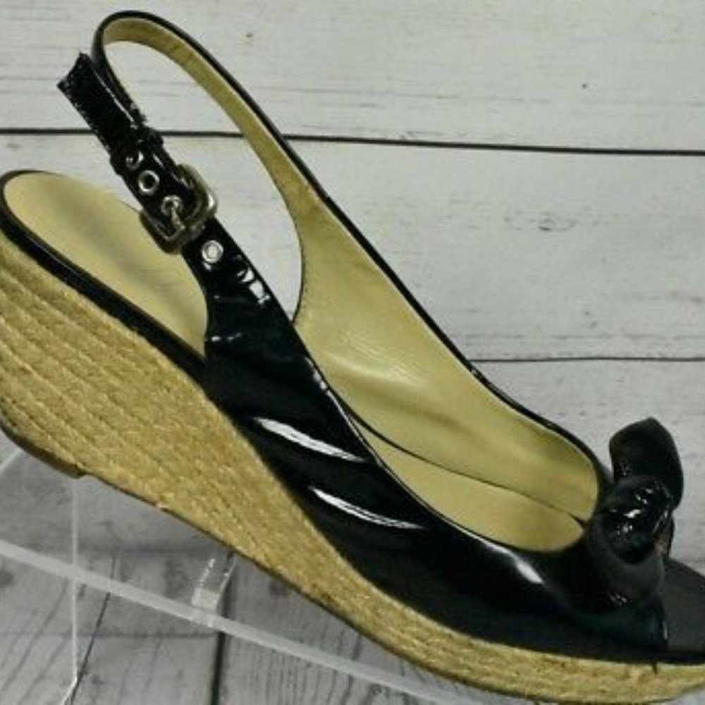 Franco Sarto Womens Wedge Blk Patent Leather and
